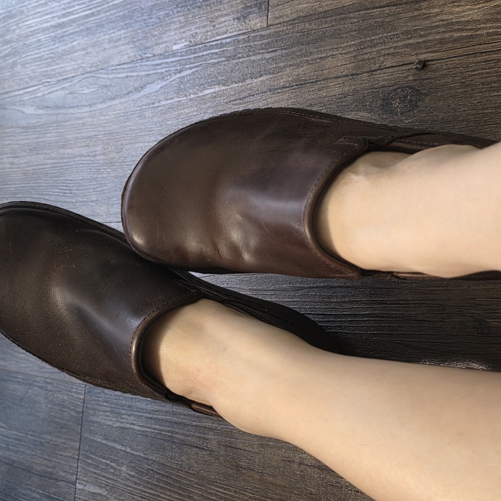 Women's Brown Leather Slip-On Shoes